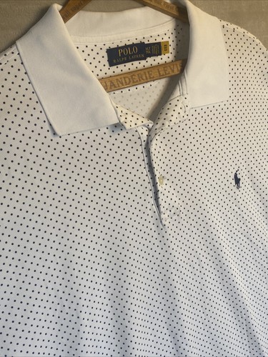 Polo Ralph Lauren Mens Shirt XLT White Polka Dots Short Sleeve Classic Fit - Picture 1 of 13