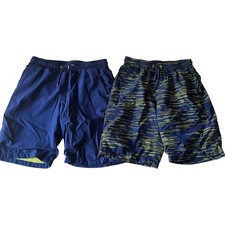 Eddie Bauer Kids Shorts Medium 10/12 Blue Swim Trunks Activewear 2-Pack