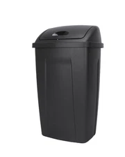 13 Gallon Kitchen Trash Can, Plastic Swing Top Garbage Bin, Black
