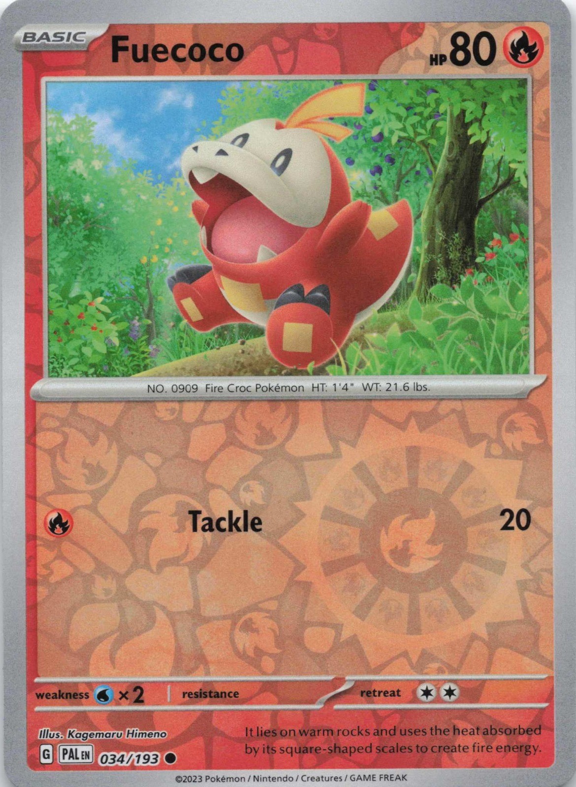 Fuecoco 034/193 SV02: Paldea Evolved Reverse Holo NM Pokemon TCG