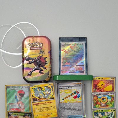 Pokémon TCG Karten Lot mit Tin/Deckbox, Promo Holo, Solgaleo GX u.a. (2024)