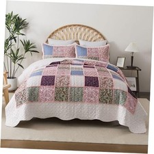 Queen Quilt Bedding Sets - Patchwork Quilt Queen/Full-90"x96" Pink-tufted