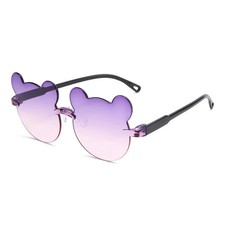 Lenses Color: ROSE RED - Hot Sale Children Cute Cartoon Bear Shape Sunglasses Bo