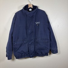 Vintage 90s Bulwark Fire Resistant Work Jacket Lined Distressed Men  s Large Navy