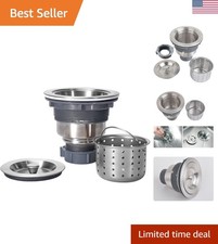 304 Stainless Steel 3-1/2 Inch Kitchen Sink Drain Assembly with Removable Str...