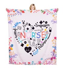 Soft Nurse Blanket for Women - Nurse Graduation Gift, Heart Pattern 60"x50"