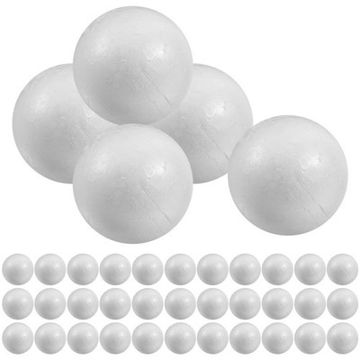 50 Pcs Solid Polystyrene Balls White 5 cm Round Spheres for Wedding Craft