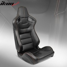 Universal Adjust Racing Seat Dual Slider Left Pu Carbon Leather Orange Stitch