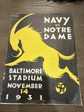 1931 Navy Vs Notre Dame Football Program Knute Rockne Memorial