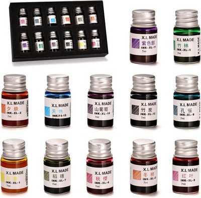 AOKUY Zeichenfarben, Kalligrafietinten, 12 bunte Dip-Stifte 7 ml (12er Pack) 