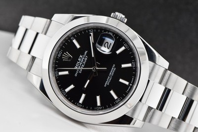 2025 Rolex Datejust 41 Stainless Steel Smooth Oyster Black Stick Dial 126300 FS
