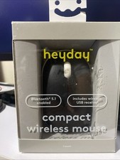 Heyday Wireless Mouse Bluetooth 5.1, USB Receiver, 33'' Range, Black And White