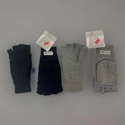 3M THINSULATE Lined Women's Knit Fingerless Gloves Convertible Mittens, 2 Pairs