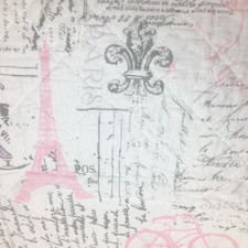 2pc Nicole Miller Paris TWIN Quilt Sham Set Eiffel Tower Stamp Pink Lavender NEW