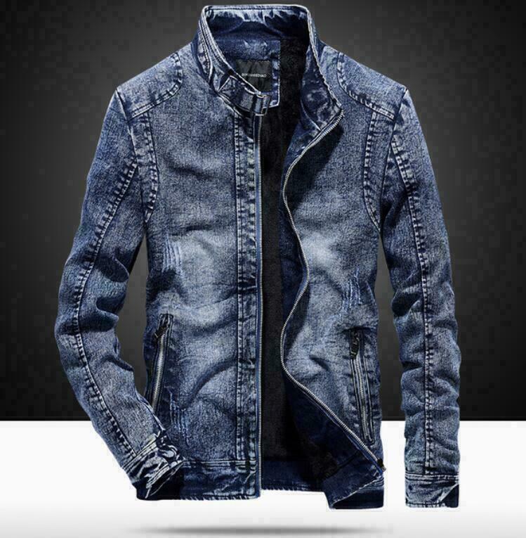 Retro Stand Collar Denim Jacket  KIP0006