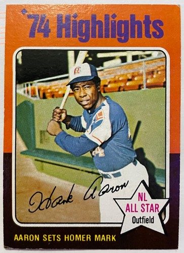 1975 TOPPS MINI #1 HANK AARON ATLANTA BRAVES HOF EX+ BASEBALL CARD HIGHLIGHTS HR - Picture 6 of 6