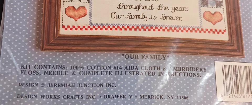 De colección Amish Nuestra Familia Sampler Contado Punto de Cruz Kit Diseño Funciona 11x14 Foto 3 de 4