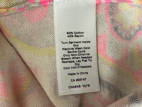 Talbots Paisley Cotton Pullover Sweater Women M NWOT Lightweight Washable Pink - Picture 6 of 11