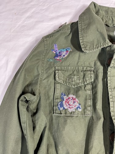 Wonder Nation Army Green Embroidered Utility Anorak Jacket Girl’s Size L 10/12 - Picture 6 of 12