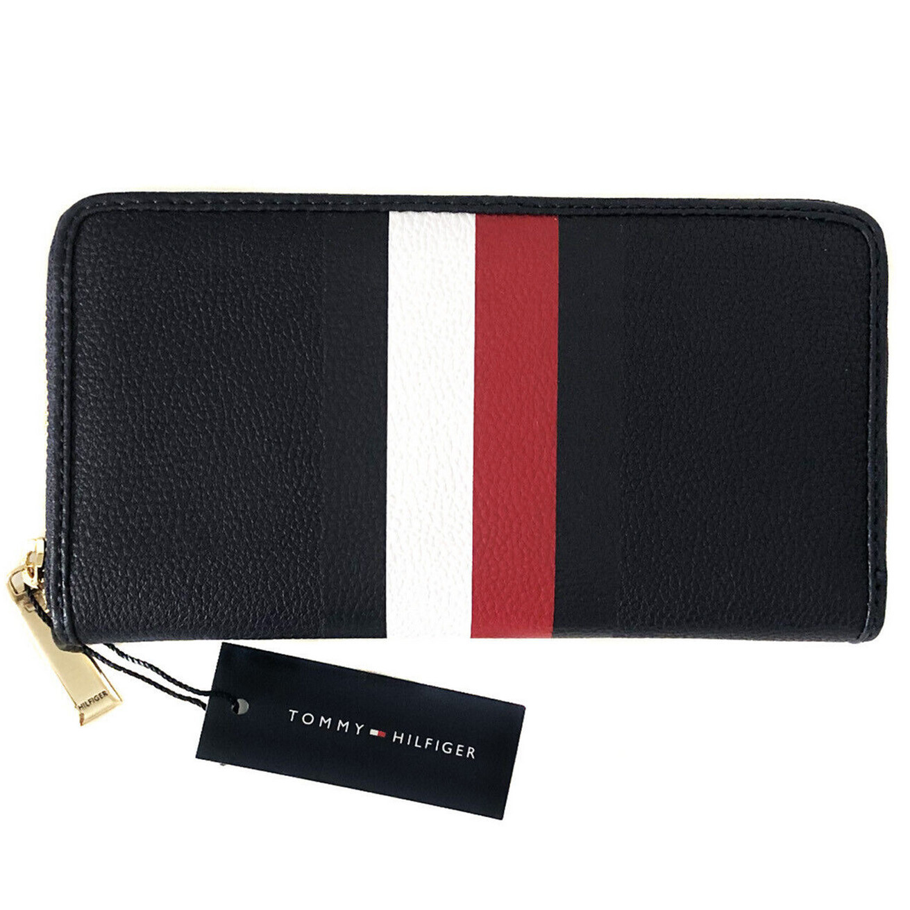 TOMMY HILFIGER Purse | Womens Wallet | Navy Blue Zip-Around Card Case Coin Gift