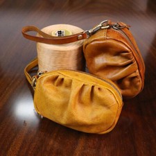 Leather Mini Vintage Purse Coin Card Key Bag Zipper Wrinkled Coin Purse Wallet