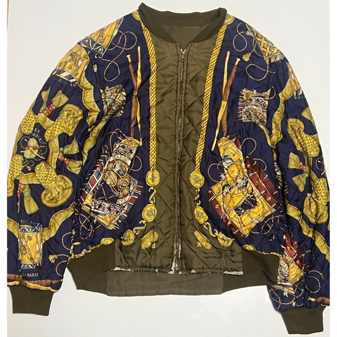 HERMÈS Autentica giacca giacca giacca vintage Hermes da uomo reversibile in seta taglia 50