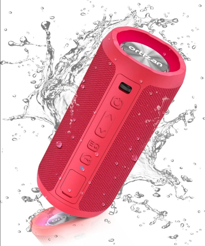 Ortizan Altavoz Bluetooth 24W Luz IPX7 Bass Batería 2600mAh TWS SD Slot