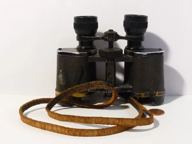 WW1 Pair Binoculars Military with Strap Unbranded GERMAN or ENGLISH B
