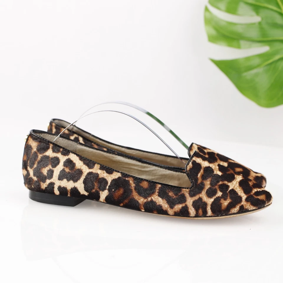 Michael Kors Mujer Ailee Mocasín Talla 7.5 Marrón Leopardo Pelo de becerro Zapato Plano Foto 3 de 4