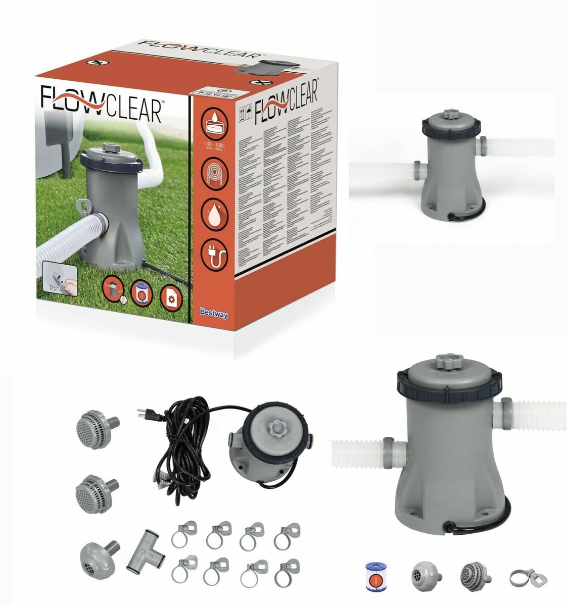 Swimming Pool Filter Pump Easy set Electric Flowclear 300 Gallon  6942138966244 | eBay UK