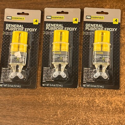 Lot Of 3 Pro Essentials .4 oz general purpose epoxy 5 min set time 3200 psi