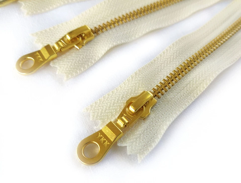Closed end Zippers, YKK Vanilla Donut pull Zippers, Golden Brass Zips - 5 pcs - Image 3 of 4