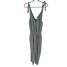 A New Day Jumpsuit Crop Leg Linen Rayon Blend Green Size XS