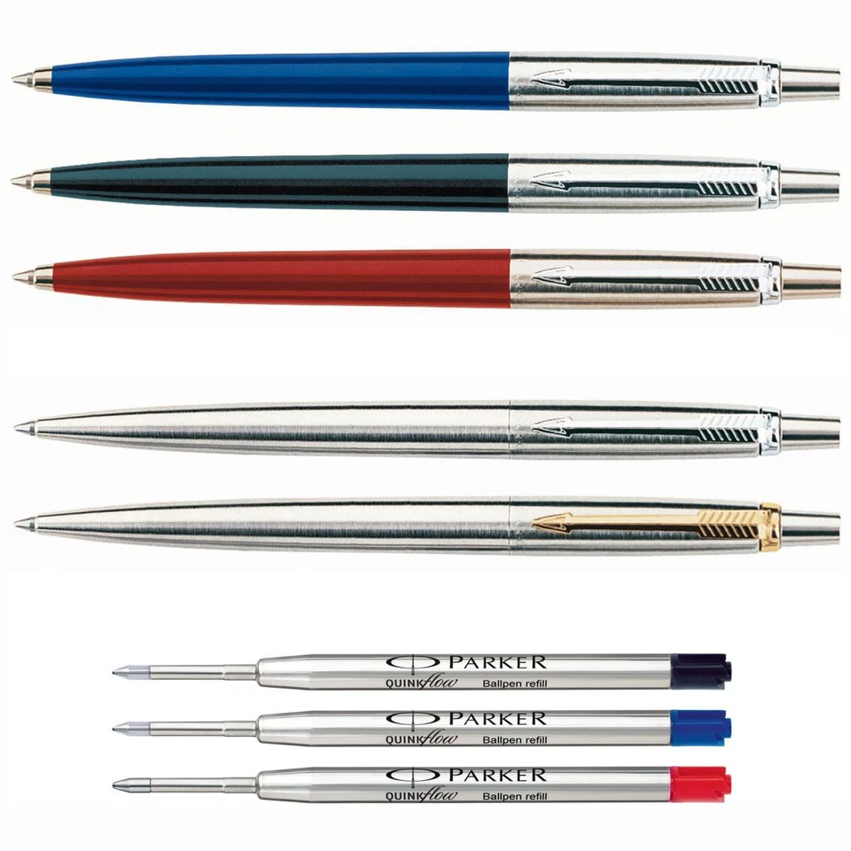 PARKER Kugelschreiber Jotter M rot blau schwarz Edelstahl Ersatzmine M [wählbar]