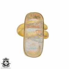 Size 6.5 - Size 8 Adjustable Dichroic Murano Glass 24K Gold Plated Ring GPR665