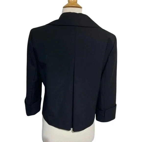 Alex Marie 8 black blazer with cuffed sleeves and polka dot flowers accent - Image 4 of 4