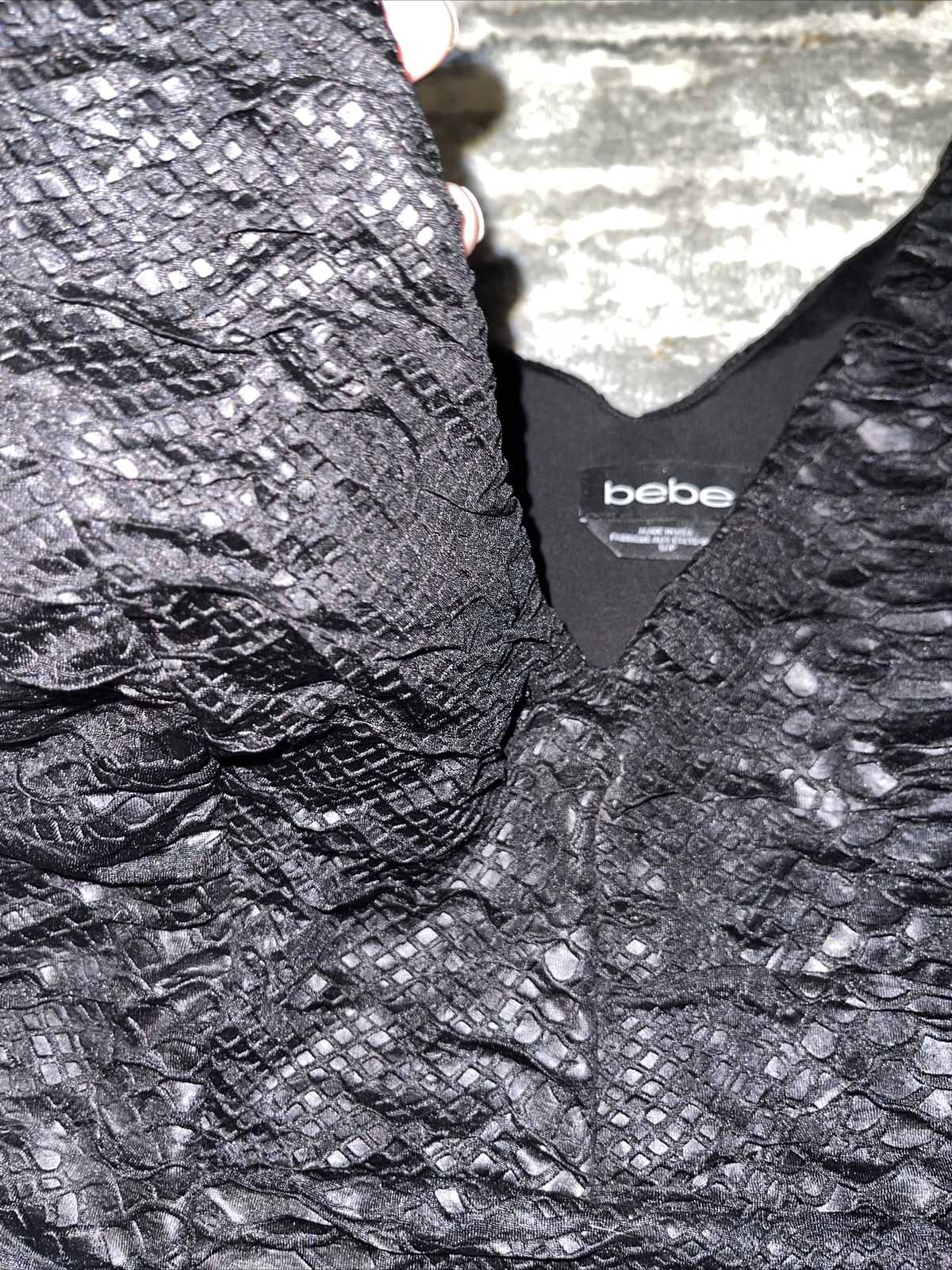 Vintage Y2K Bebe Python Snake Textured Peplum Bla… - image 2