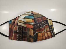Stacked Books handmade washable and reusable mask