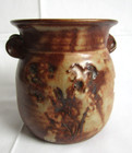 VINTAGE STUDIO ART POTTERY HAND MADE BROWN 4" VASE JAR  SIGNED — photo 1