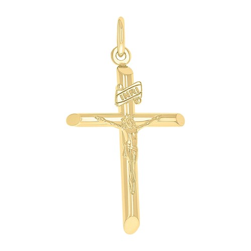 14kt Gelbgold Unisex INRI Kruzifix Kreuz Religiös Charm Anhänger