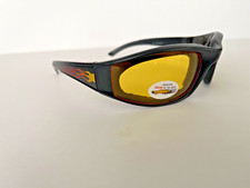 Padded Black Wind Resistant Yellow Lens Motorcycle Bike ATV Riding Sunglasses