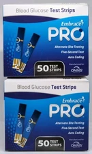 Embrace Pro Blood Glucose Test Strips 100 Count New in Box Exp. 11/29/2025