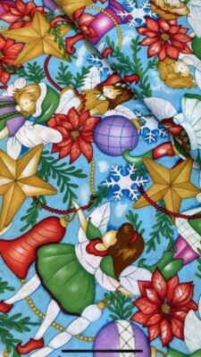 Faries All Over Christmas Fabric 5 Yards 100% Cotton