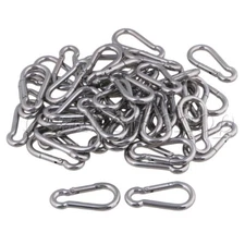 M5 50mm Outdoor Snap Spring Hook Clip Stainless Steel Carabiner Set of 50