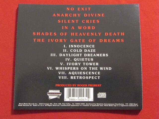 洋楽 EL CONVICTO/EPOCAS DE ENVIDIA FATES WARNING NO EXIT 1988 ALBUM/1994 REISSUE CD 80s PROG