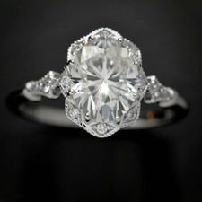 2.15Ct White Oval Cut CZ Engagement Wedding Ring Solid 925 Sterling Silver