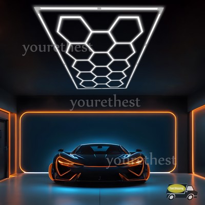 Hexagon LED Lighting 14 HEX Car Detail Garage Workshop Retail Light With Border