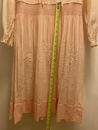 Antique 1920's PINK Crochet and Embroidered Eyelet Dress from France Size Small - Picture 19 of 21