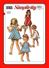 Girls Sleeveless TOP and BLOOMERS Child Simplicity 8165 Vtg 1969 Sewing Pattern