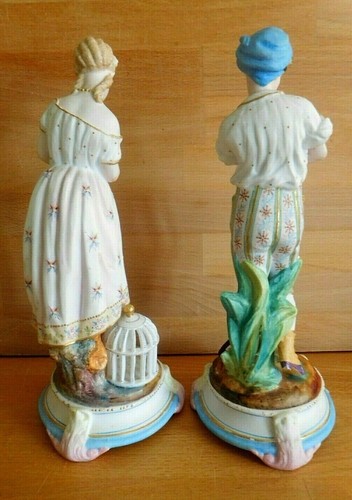 ANTIQUE PAIR OF VION AND BAURY BISQUE YOUNG MALE AND FEMALE FIGURES WITH BIRD - Picture 3 of 12